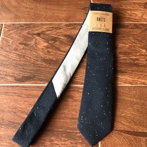 Vintage Skyline Blue with Stars Wool Skinny Tie